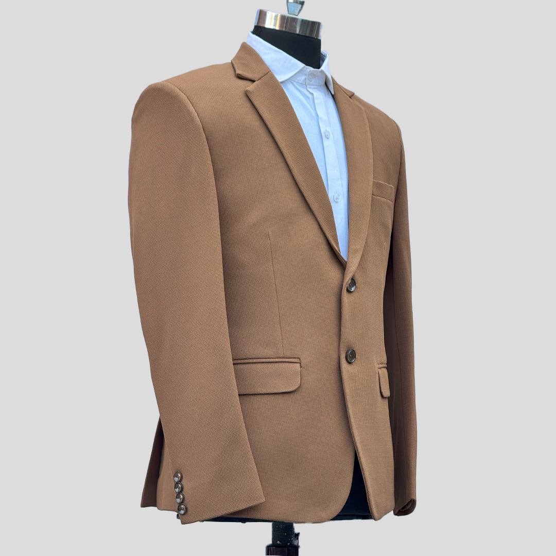 Stylish brown single breasted blazer  DareLooks premium textured fabric